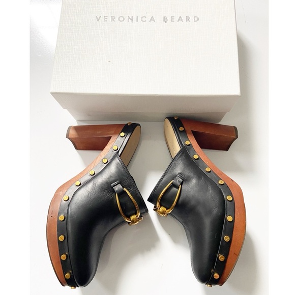 Veronica Beard Giles High Heel Studded Leather Clog size 8.5 - Picture 2 of 10